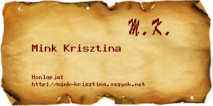 Mink Krisztina névjegykártya